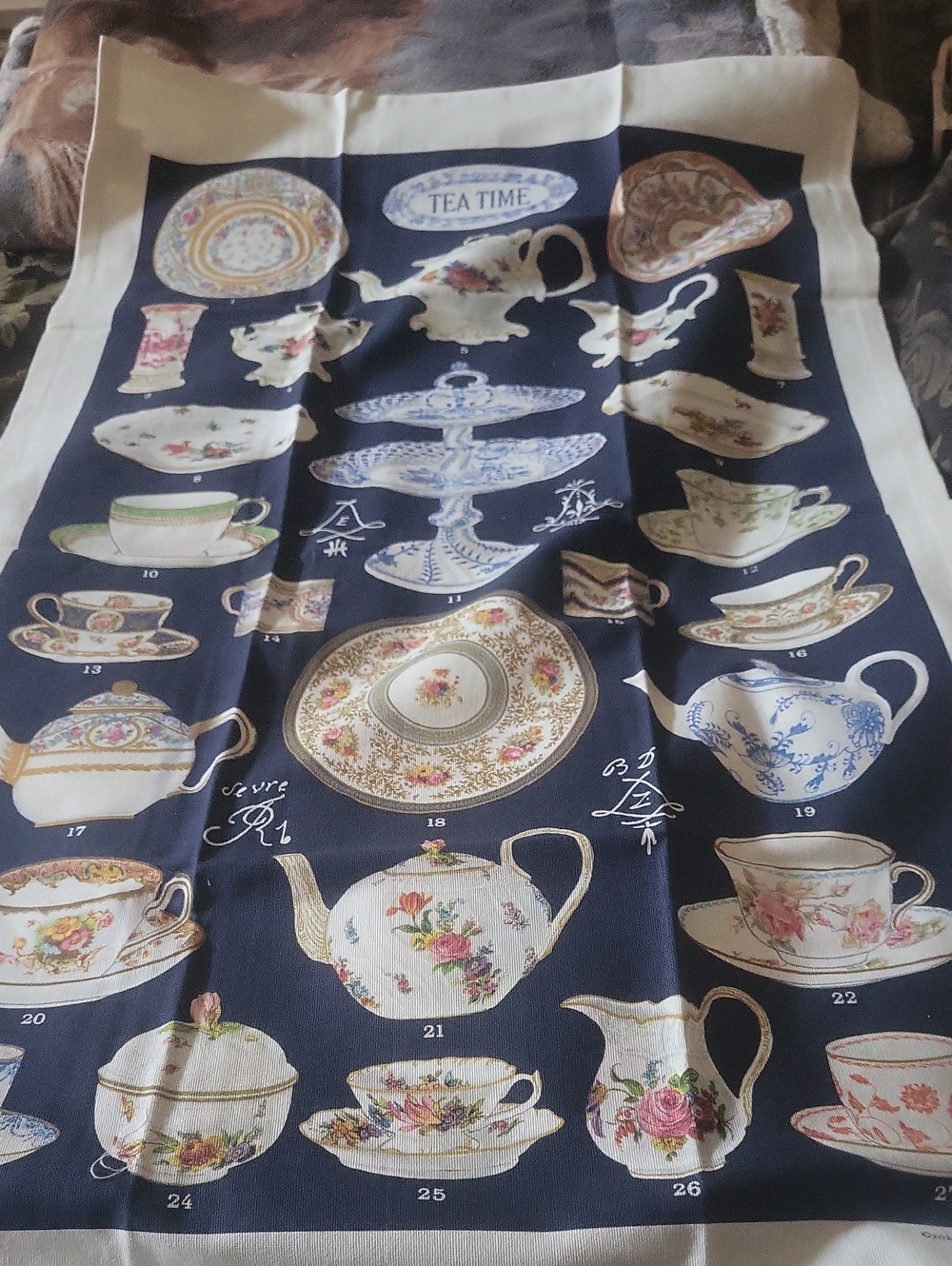 Vintage Tea Towel That Matches Bag It Comes In, I Frame Mine Love Tea Cups Pots